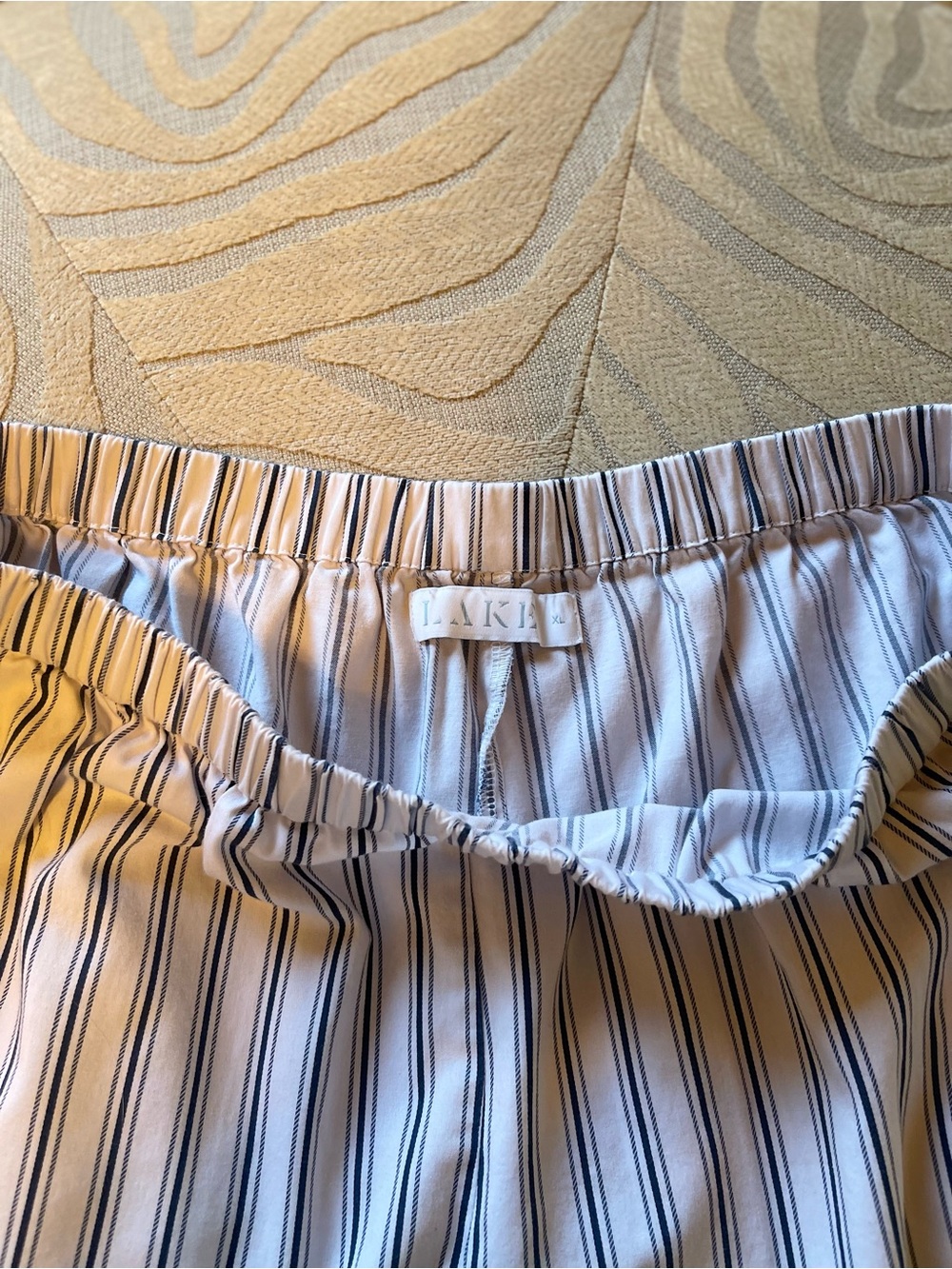 Classic Stripe Cotton-Blend Pajama Set in White and Blue - Picture 5 of 9